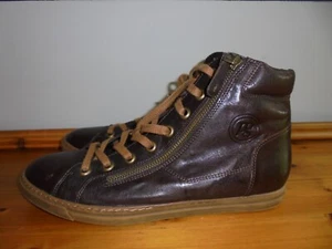 Paul Green Brown Leather Hi Top Ankle Boots. Side Zip+ Laces Size 7 UK/EU 41 - Picture 1 of 6