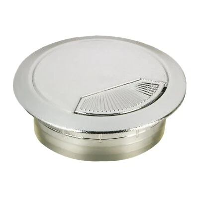 2x (60MM) 2-3/8" Round Chrome Computer Desk Table Wire Cable Hole Cover Grommet - Image 1 of 2