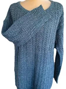 LOFT Strickpullover mit einzigartigen Nähten XL bunt blau Tunika Länge Seitenschlitze - Bild 1 von 6