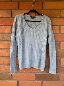 Polo Ralph Lauren Sport Pullover Damen Gr. XL hellblau Zopfmuster Vintage - Bild 1 von 14