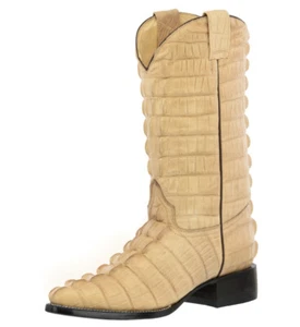 Mens Sand Alligator Tail Print Western Wear Leather Cowboy Boots Pointed Toe - Bild 1 von 5