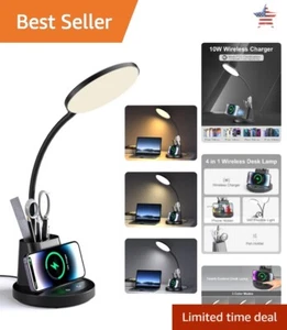 Wireless Charging Desk Lamp with Eye-Caring LED Light & Pen Holder - Picture 1 of 10