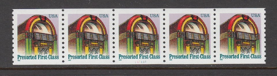 USA PNC SC# 2911 JUKE BOX 25c. PRESORTED PL# 111111 - WATER ACTIVATED-MNH - Image 1 of 1