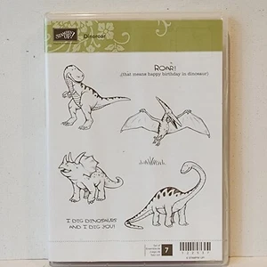 Stampin Up Dinoroar  Stamps Dinosaur Dino Roar T rex - Picture 1 of 3