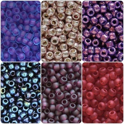 11/0 Toho Seed Beads Vibrant Colours - 10g & 5g Frosted Ruby, Purple, Grape - Image 1 of 4