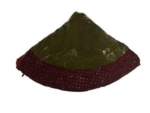 Falda Pottery Barn de terciopelo verde con cuentas granate árbol de vacaciones de Navidad 60" - Imagen 1 de 7