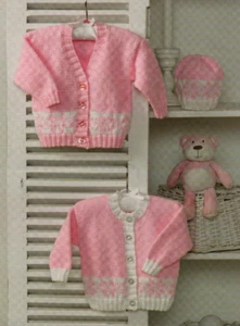 Knitting pattern copy 4622.   Baby cardigans & hat.  Prem   12-20'' chest.  DK - Picture 1 of 1