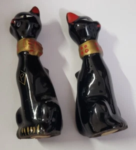 Schwarze Siamkatzen Salz Pfefferstreuer Mid Century Modern Weihnachten Halloween - Bild 1 von 10