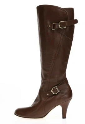 ANYI LU Women's Brown Leather Knee High Boots with Buckles Sz 36.5 - Image 1 of 4