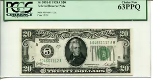 Fr 2051-E 1928A $20 Federal Reserve 63 PPQ CHOICE NEW - Picture 1 of 2