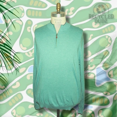 Johnnie-O Men's XL 1/4 Zip Sweater 100% Cotton Green - Image 1 of 4