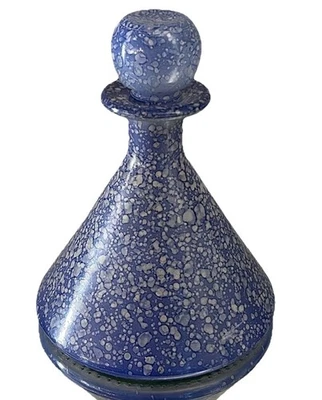 Кобальтовая синяя крапчатая стеклянная ваза с пробкой ар-деко - Изображение 1 из 4