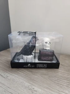 New | Salem St. Halloween Skull & Crow Salt & Pepper Shakers | HTF Kitchen Decor - Picture 1 of 5