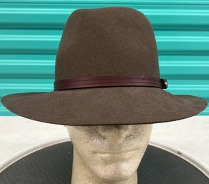 Rag And Bone Hut Fedora Wolle Pekannuss braun M Lederriemen - Bild 1 von 11