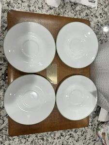 Corelle Summer Blush Untertassen 6" grüner Rand 4er Set Vintage Posten Teller * - Bild 1 von 4