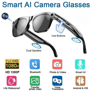 4K HD Smart AI Glasses 100MP Camera Bluetooth Calling Voice Assistant Men Women - Bild 1 von 17
