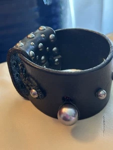 Biker Leather Bracelet Handmade for Ralph Lauren / 1980's Missing One Stud - Picture 1 of 23