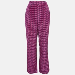 Diane Von Furstenberg Pink/Blue Printed Silk Petunia Pants M - Picture 1 of 6