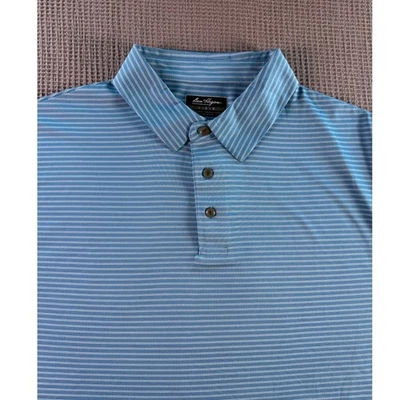 Camisa polo de golf Ben Hogan Performance para hombre grande azul a rayas manga corta Foto 1 de 4