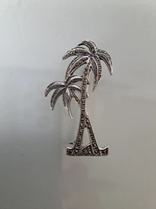 Très Belle Broche, Palmiers 925 Argent Avec Marcassite - Picture 1 of 4