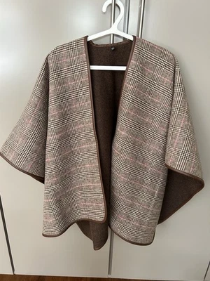 Talbots Misses Rauna Marrón/Rosa Cuadros con Borde de Cuero Sintético Talla M/L 50% Lana Foto 1 de 4