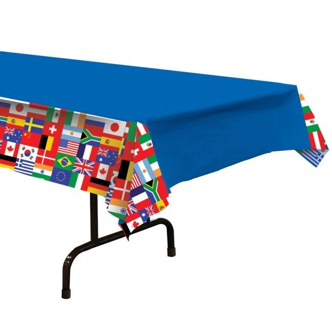 International Flag Plastic Tablecloth 54" x 108" World Travel Birthday Tableware - Image 1 of 1