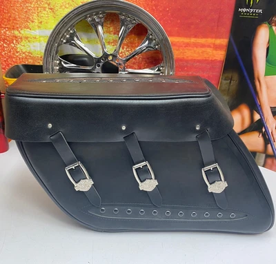 Vintage OEM Harley Road King Left Side Leather Saddlebag Softail - Image 1 of 4