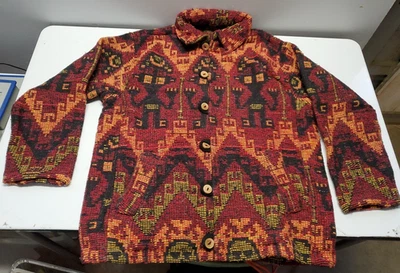 Chaqueta peruana vintage nueva hecha a mano lana de alpaca talla mediana. Foto 1 de 4