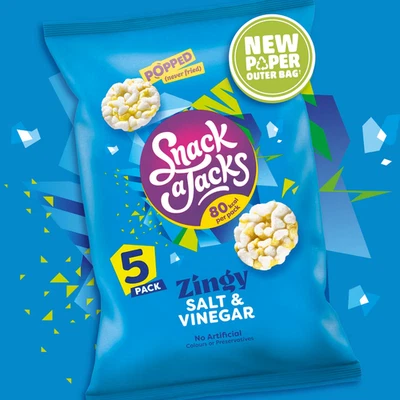 Snack a Jacks  Zingy Salt & Vinegar Rice Cakes snack Multipack 5X19g- Popped - Image 1 of 4