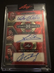 2025 Leaf Sports Heroes Auto Ronaldo Nazario Ruud Gullit Shevchenko 1/1 Rosso - Foto 1 di 2