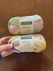 Sundance Frill Ruffle Mesh Yarn, Green Pink White & Purple Yellow White 2 Skeins - Picture 1 of 3