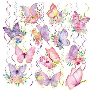 32Pcs Butterfly Party Decorations, Butterfly Hanging Swirl Decorations Pink - Picture 1 of 8
