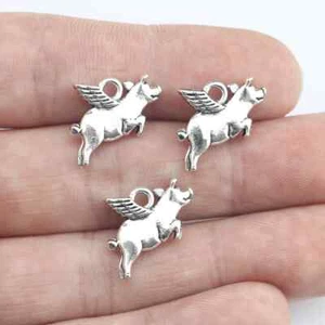 12 Dijes de Cerdo Volador Dijes Colgantes Plata Antigua Cuando los Cerdos Vuelan 1453 - Imagen 1 de 3