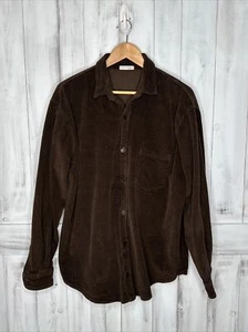 FREE PEOPLE CP SHADES BROWN WIDE WALE CORDUROY BUTTON UP SHIRT JACKET SHACKET LG - Picture 1 of 16