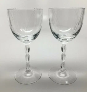 Vintage FOSTORIA GLASS "HERALDRY" 2 WINE GLASSES 5-1/4" Stem# 6012 Beautiful! - Picture 1 of 9