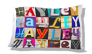 Personalisierter Kissenbezug HAYLEY mit Fotos tatsächlicher Zeichenbuchstaben - Bild 1 von 1