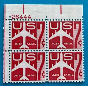 US Stamp Scott C60 airmail plate blk 7c Silhouette Jet Airliner 1960 M/NH - Picture 1 of 3