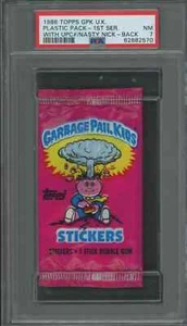 1986 Topps Garbage Pail Kids "1st Series" UK Pack - PSA 7 - Nasty Nick on Back - Picture 1 of 2