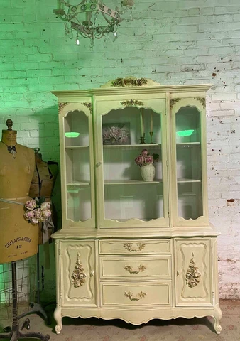 Painted Cottage Shabby Chic French China Cabinet Cover