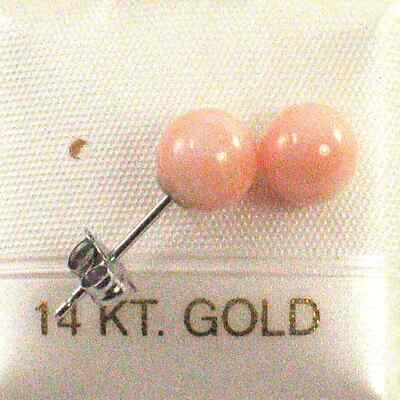 14kt White Gold 5.5-6mm Angel Skin Coral Bead Stud Earrings - Image 1 of 4