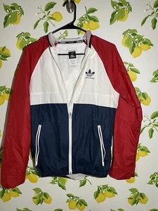 ADIDAS Skateboarding Windbreaker Hooded Jacket Red White Blue Size X Small - Picture 1 of 4