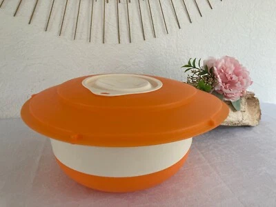 525⚜️ Grand Bol à Mélanger Batteur 4 Litres Avec Couvercle Tupperware Orange - Photo 1/4