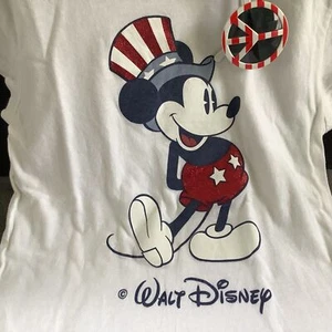 Novelty Mickey Mouse Patriotic Peace Sign Sunglasses Disney Kids T-Shirt Sparkly - Picture 1 of 10
