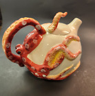 Octopus Teapot Ceramics Red Decorative Animal Tea Pot Decor by Blue Sky New