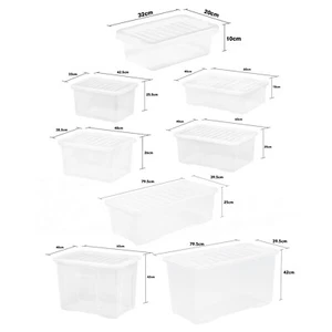 Plastic Clear Stackable Storage Box with Lid Nestable Container Boxes - UK Made - Picture 1 of 91
