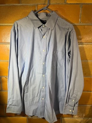 Camisa de vestir Croft & Barrow calce clásico para hombre 18 azul/blanco manga larga 34/35 Foto 1 de 4