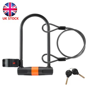 Bike U Lock With Vandalproof Cable -14mm with 2 Keys and Weatherproof Shock Lock - Picture 1 of 10