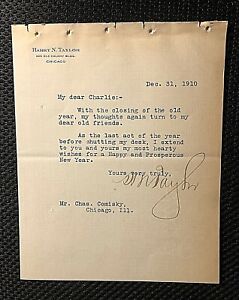 CHARLES COMISKEY ORIG. 1910 "HAPPY NEW YEAR" LETTER SENT/SIGNED BY A DEAR FRIEND