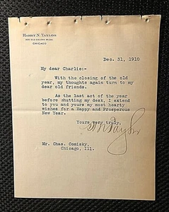 CHARLES COMISKEY ORIG. 1910 "HAPPY NEW YEAR" LETTER SENT/SIGNED BY A DEAR FRIEND - Picture 1 of 7