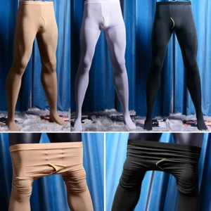 Super Elastic Mens Warm Pantyhose Velvet Thick Stockings Footed Tights Underwear - Picture 1 of 15